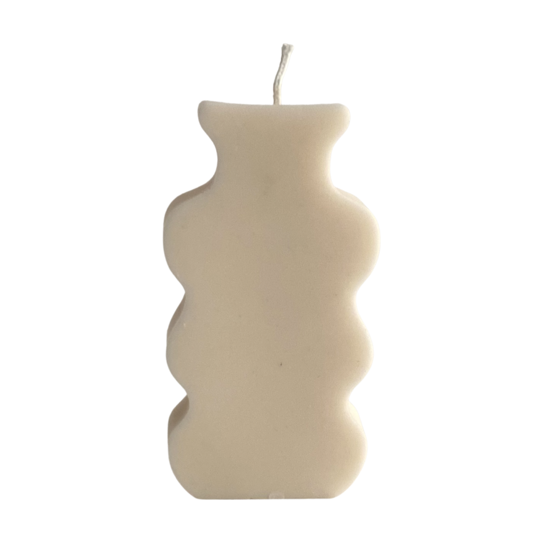 Wavy Vase Candle - White