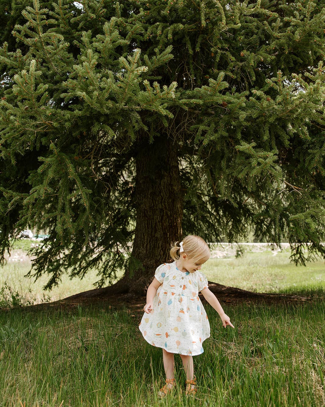 Veggie Puff Sleeve Muslin Baby Dress+Bloomer(Organic Muslin)