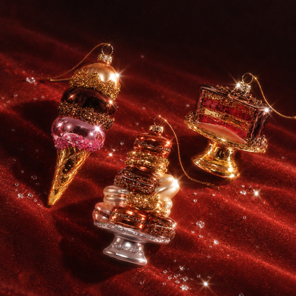 Dessert Glass Ornament, Set of 3 Assorted