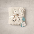 Scallop Edge Classic Knit Baby Blanket + Elephant Rattle SET - Baby Blanket by Carlyle Avenue