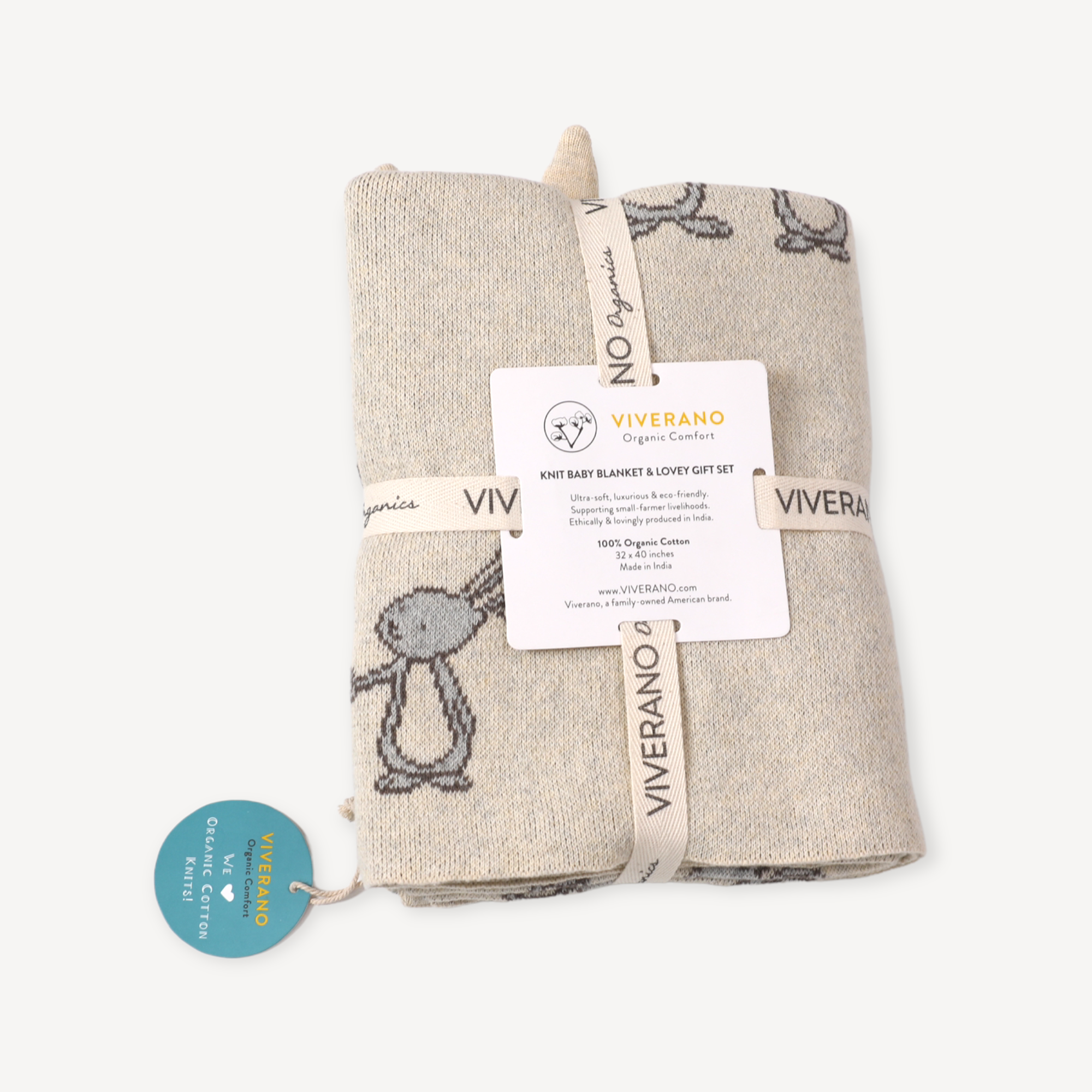 Bunny Mommy & Me Baby Knit Blanket & Lovey Gift SET -  by Carlyle Avenue