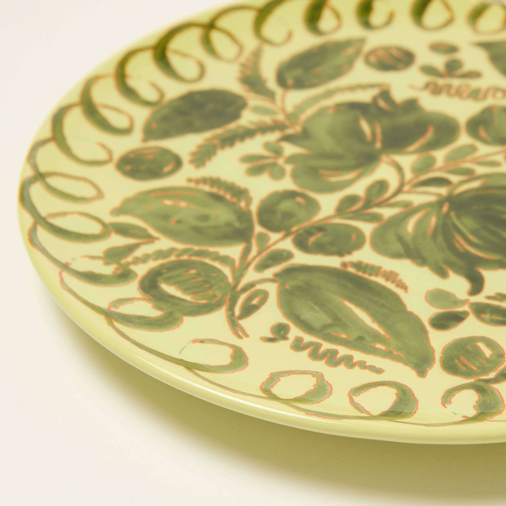 Amalfi Dinner Plate Lime - 10.6" Diameter with intricate green floral design