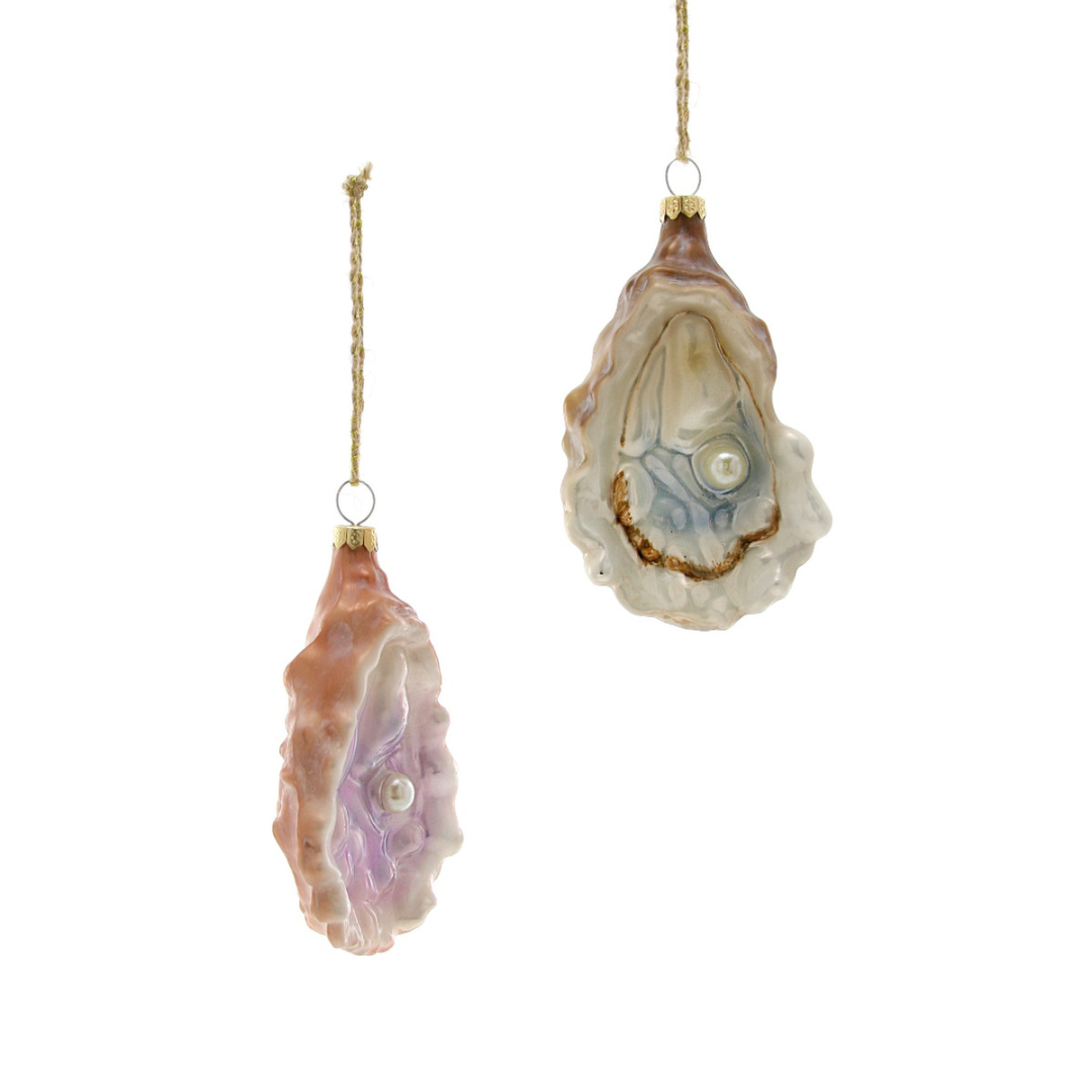 Set of 2 Assorted Oyster Ornaments
