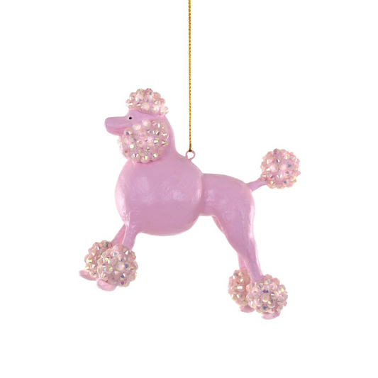 Beaded Poodle Ornament - Pink