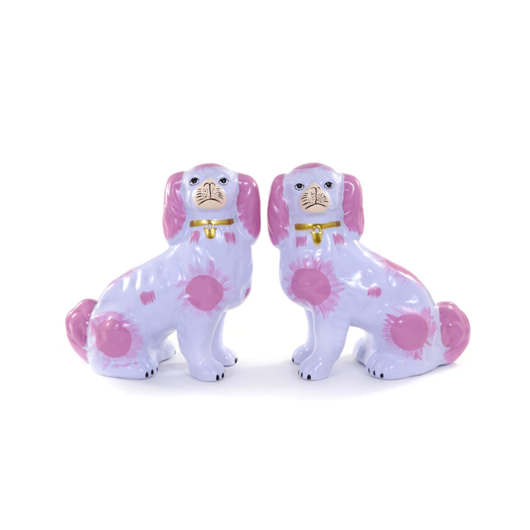 Staffordshire Dogs - Pink & Lilac - Set of 2
