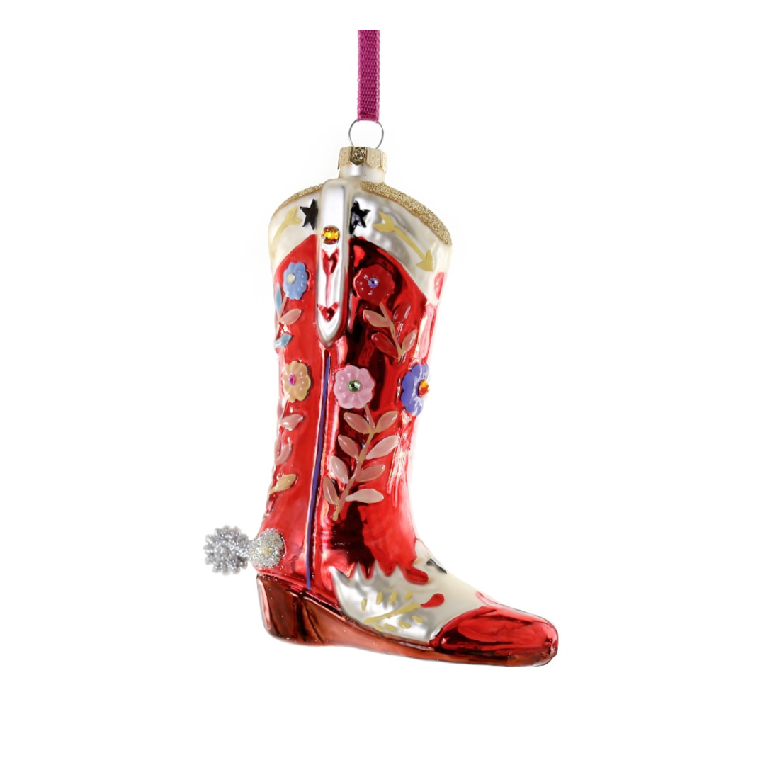 Red Rhinestone Cowboy Boot Ornament