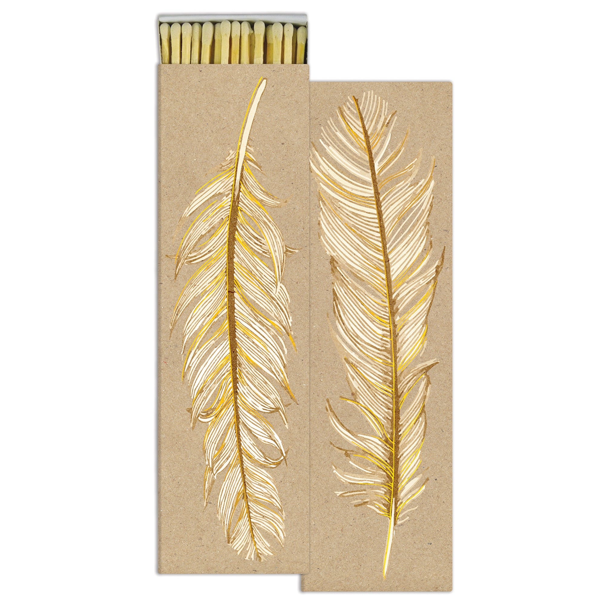 Long Matches - Ruffled Feather - Gold Foil - White - CARLYLE AVENUE