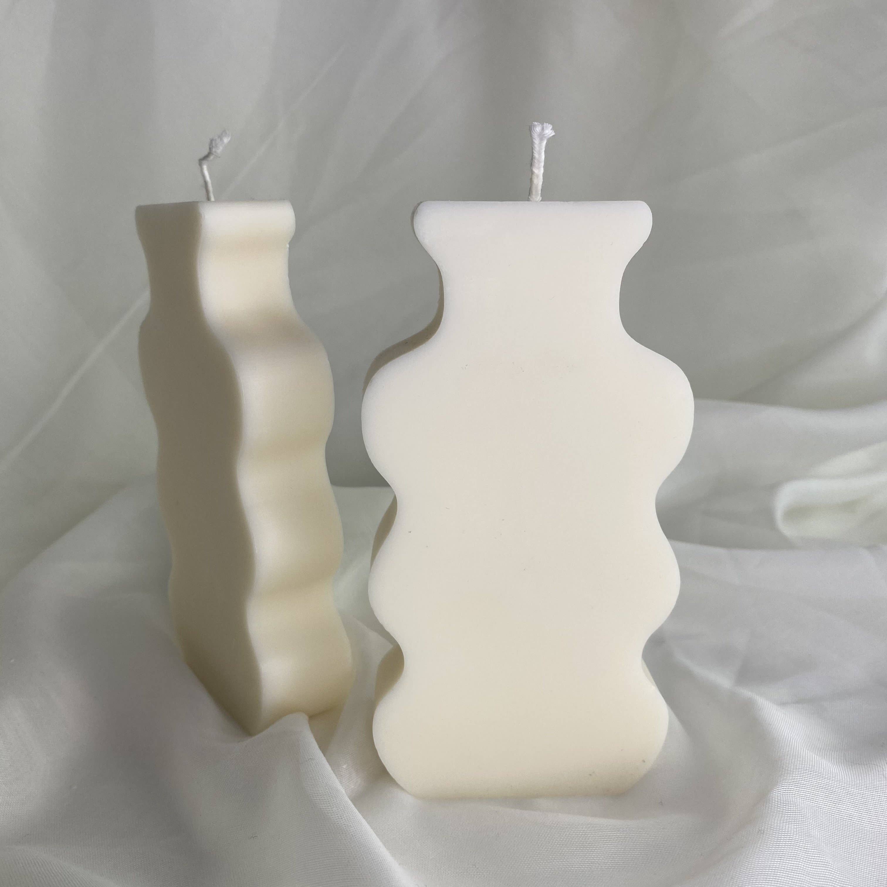 Wavy Vase Candle - White