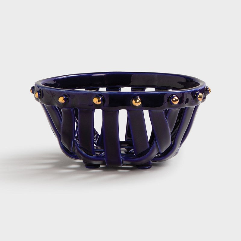 Stoneware Basket w/Studs - Blue