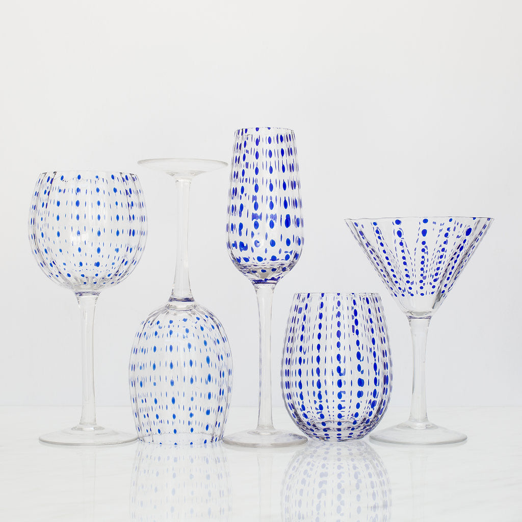 Blue Dot Glassware - Set of 6 - CARLYLE AVENUE