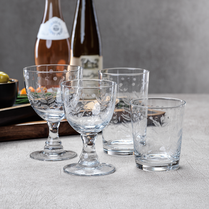 Spring Leaves Glassware - Set of 4 - Drinkware by Carlyle Avenue