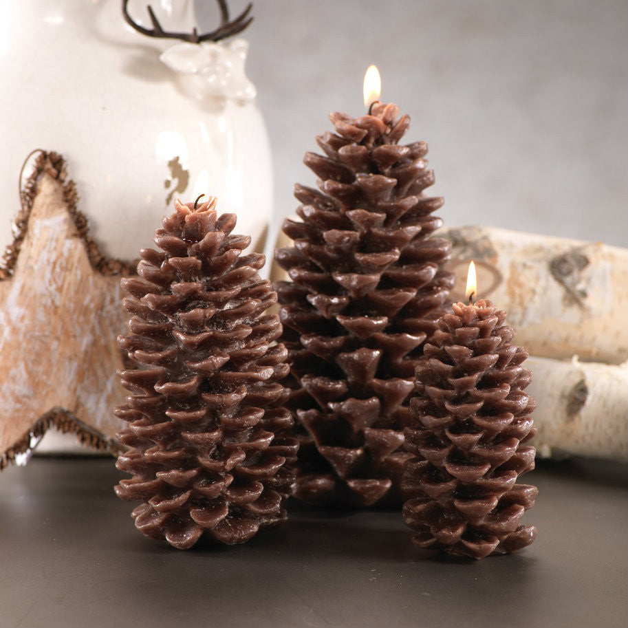 2pcs/set Polyresin Candle Holder, Retro Pine Cone Design Candle