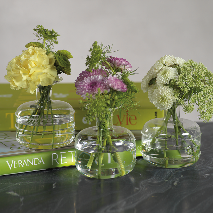 Raised Design Glass Bud Vase - Set of 3 - Vases by Carlyle Avenue