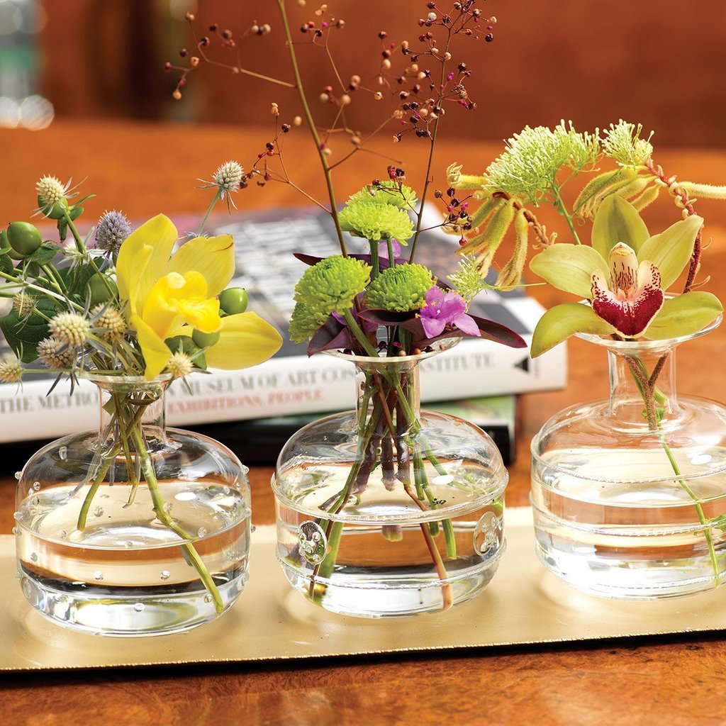 Raised Design Glass Bud Vase - Set of 3 - Vases by Carlyle Avenue