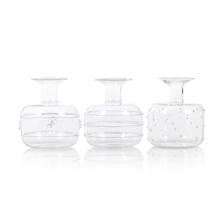 Raised Design Glass Bud Vase - Set of 3 - Vases by Carlyle Avenue