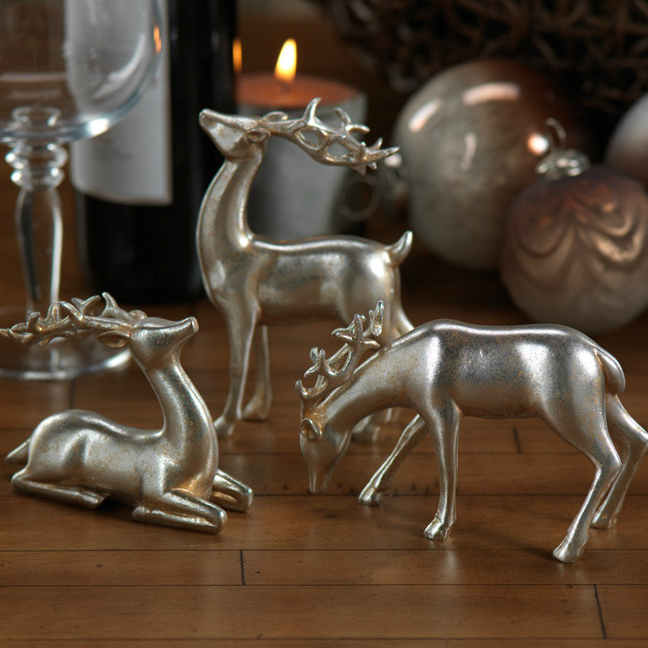 Decorative Silver Reindeer in Assorted Sizes - Set of 3 - Holiday Decor by Carlyle Avenue