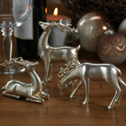 Decorative Silver Reindeer in Assorted Sizes - Set of 3 - Christmas Decor by Carlyle Avenue