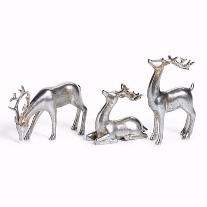 Decorative Silver Reindeer in Assorted Sizes - Set of 3 - Christmas Decor by Carlyle Avenue