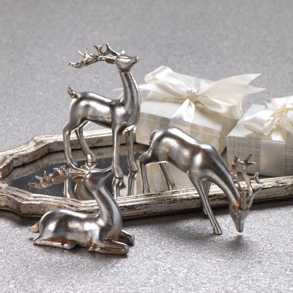 Decorative Silver Reindeer in Assorted Sizes - Set of 3 - CARLYLE AVENUE
