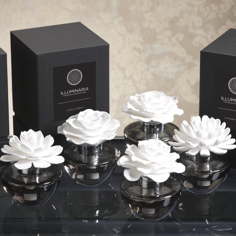 Illuminaria Porcelain Flower Diffuser - Smoke Grey - Diffusers by Carlyle Avenue