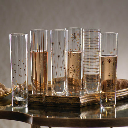 La Fête Golden Champagne Flutes - Set of 6 - Barware by Carlyle Avenue