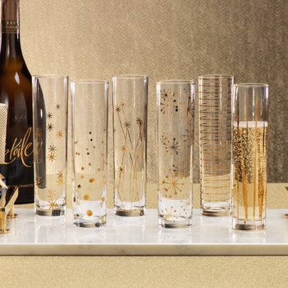 La Fête Golden Champagne Flutes - Set of 6 - Barware by Carlyle Avenue