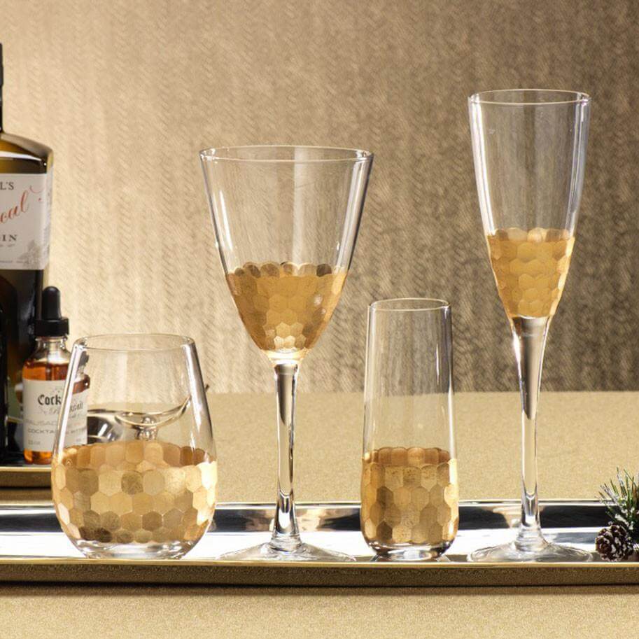 Gold Fez Stemless Flute, Set of 6 - Drinkware by Carlyle Avenue