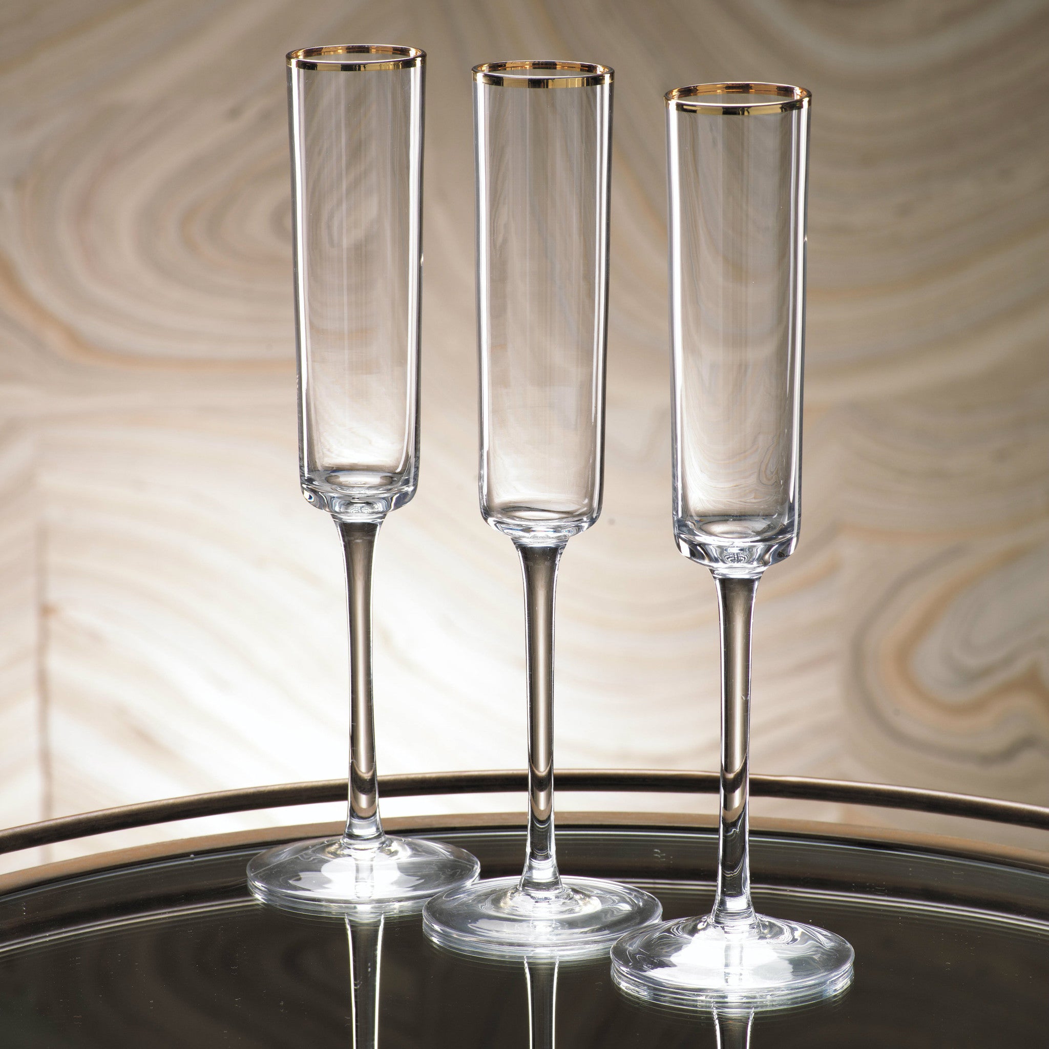 Tall Flutes with Gold Rim - Set of 6 - CARLYLE AVENUE