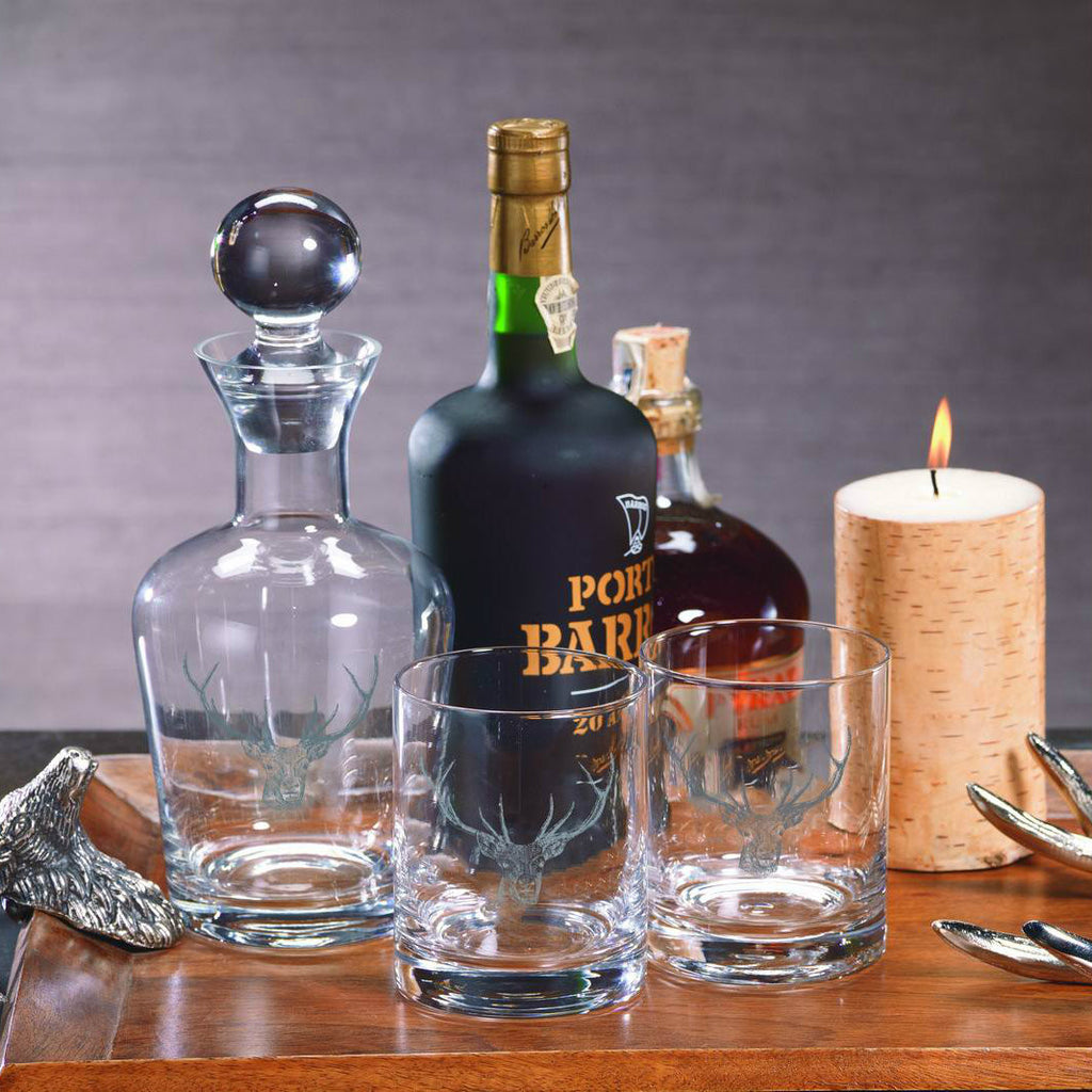 Stag Head Double Old Fashioned Glass, Set of 6 - Barware by Carlyle Avenue