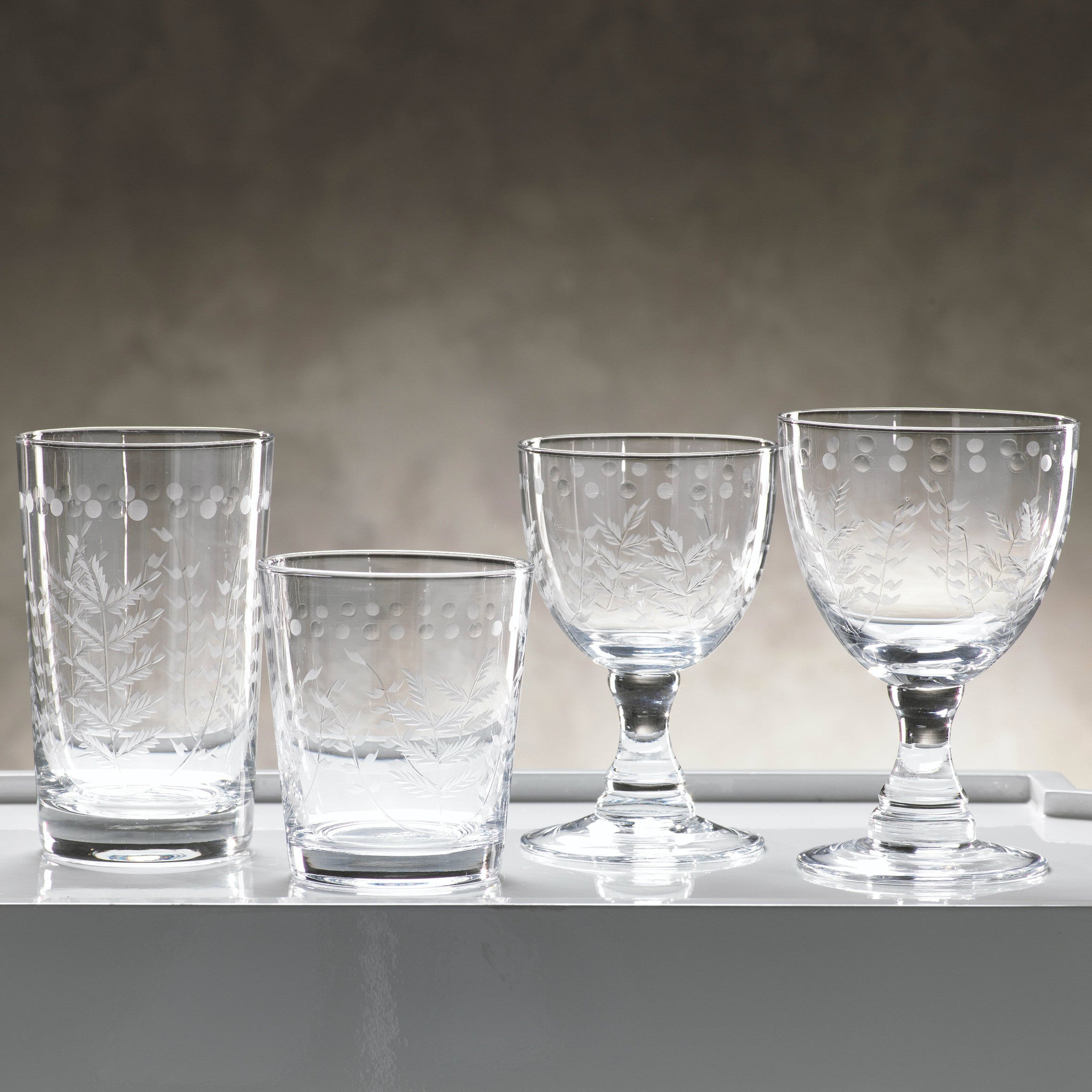 Botanical Etched Glassware Collection — Set of 4 - Drinkware by Carlyle Avenue