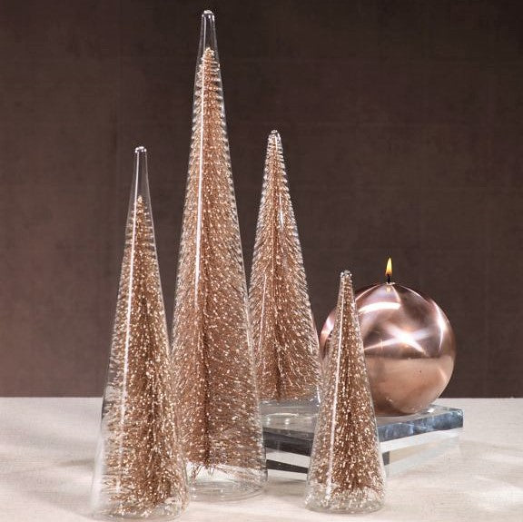 Clear Glass Decorative Tree with Glitter - Champagne - Holiday Decor by Carlyle Avenue