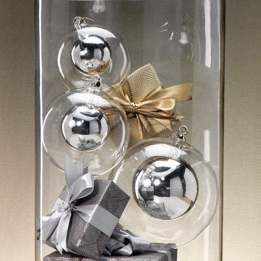 Double Glass Ball Ornament - Silver - CARLYLE AVENUE