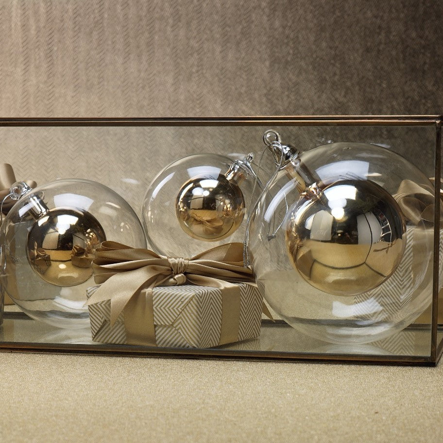 Double Glass Ball Ornament - Gold - CARLYLE AVENUE
