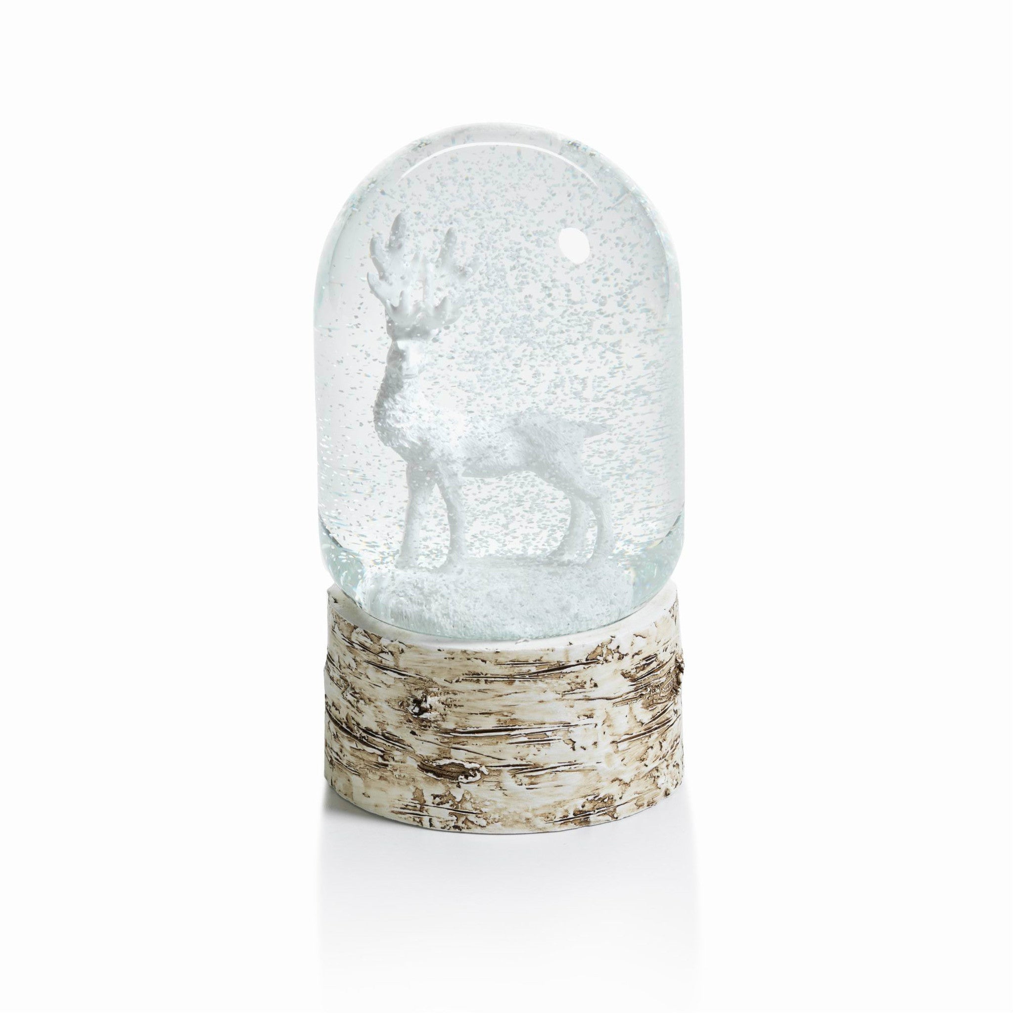 Snow Globe on Birch with White Moose - CARLYLE AVENUE