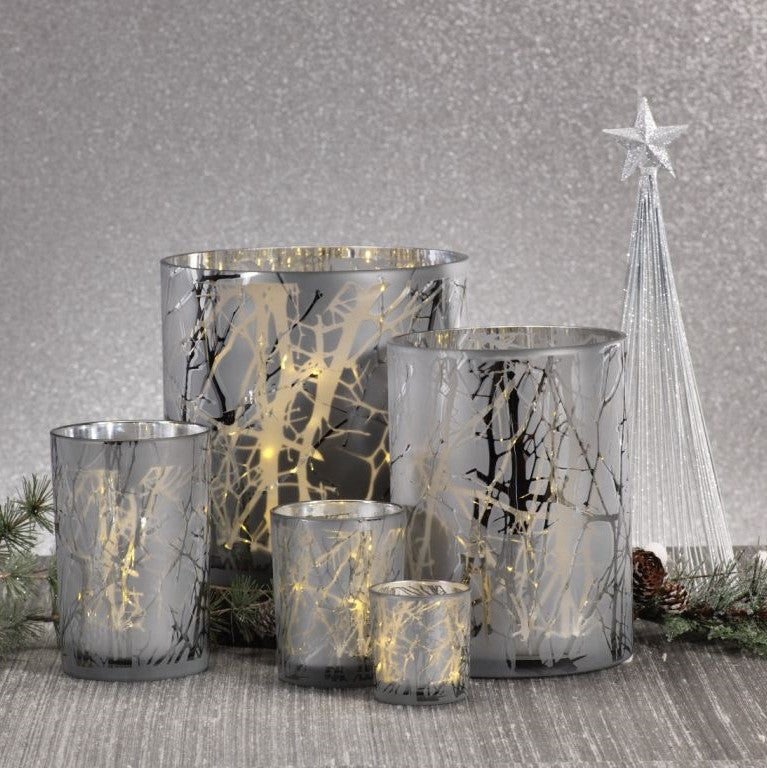 Silver Plated Branch Design LED Glass