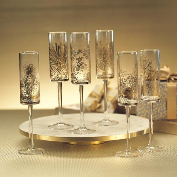 Golden Fir Celebration Flutes - Set of 6 - CARLYLE AVENUE