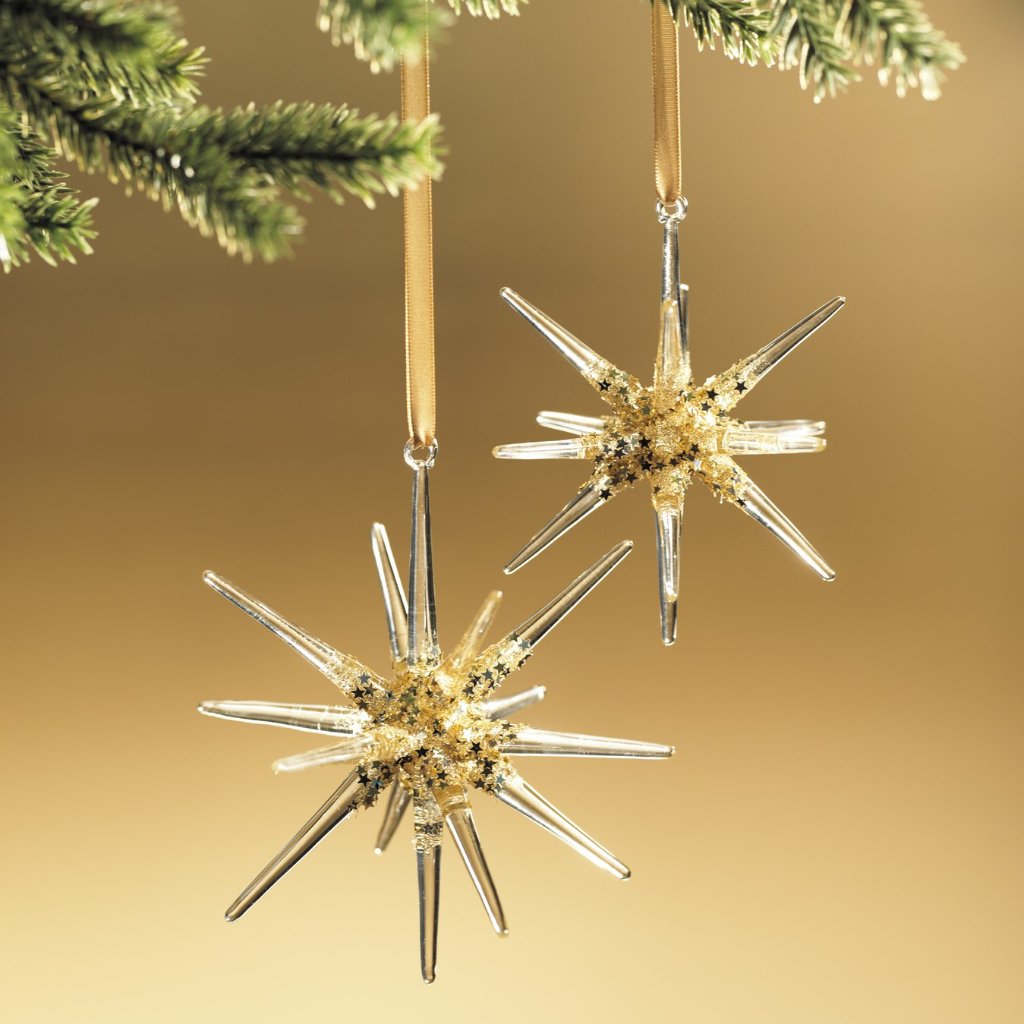 Glass 3D Snowflake Ornament, Clear with Gold - Ornaments by Carlyle Avenue