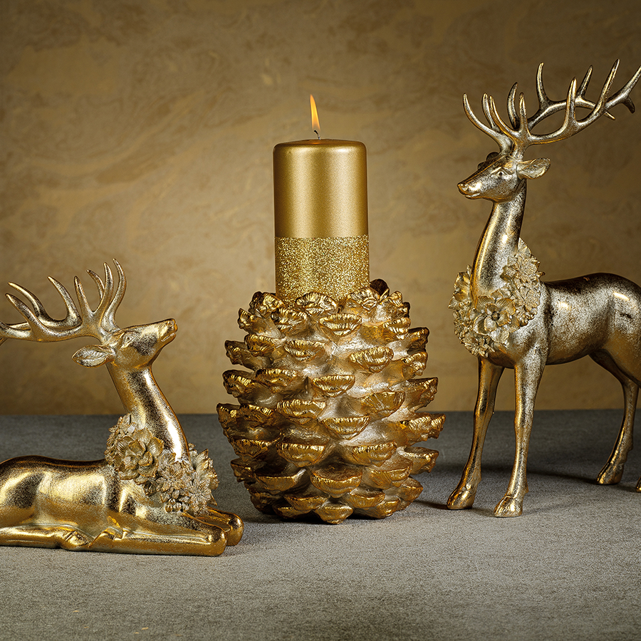 Golden Pine Cone Pillar Holder - Candle Holders by Carlyle Avenue
