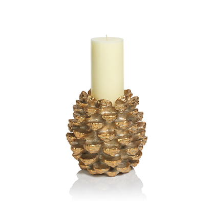 Golden Pinecone Pillar Holder - Christmas Trees by Carlyle Avenue