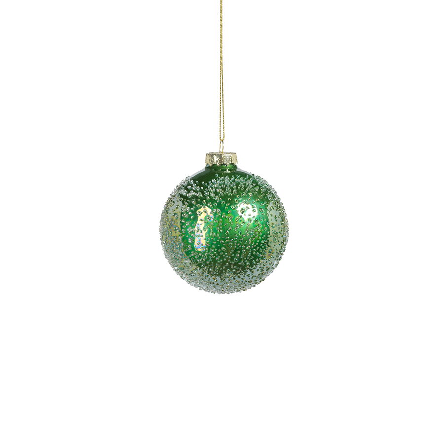 Sugared Green Glass Ornament - Small - S/6, image size:900x900