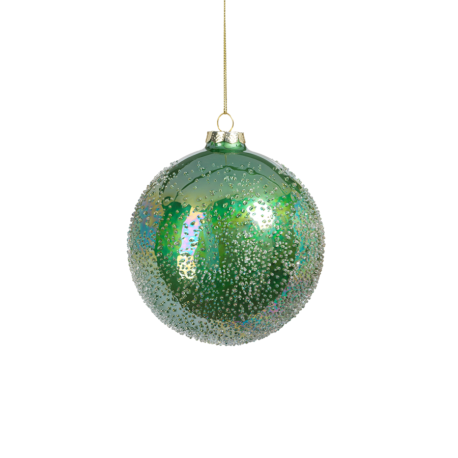Sugared Green Glass Ornament