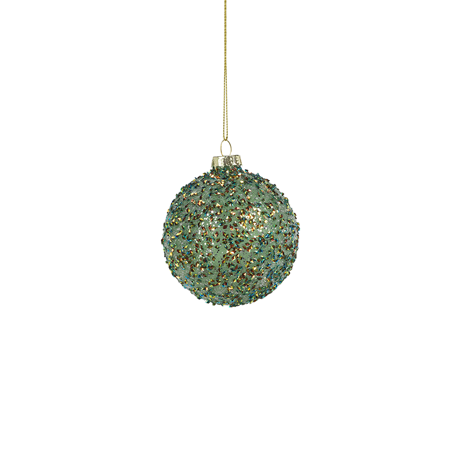 Beaded Glass Ball Ornament - Green