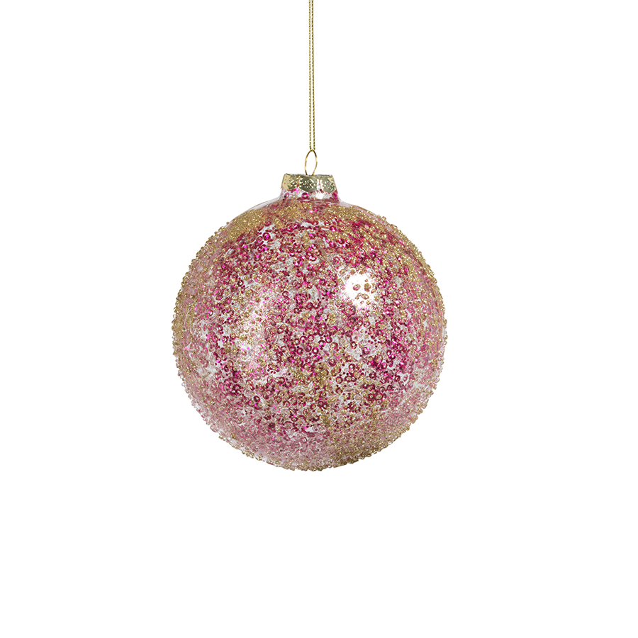 Glitter Glass Ball Ornament - Fuschia & Gold - Ornaments by Carlyle Avenue