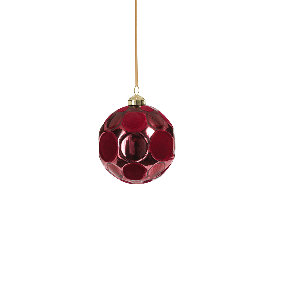 Circular Pattern Glass Ball Ornaments - Burgundy