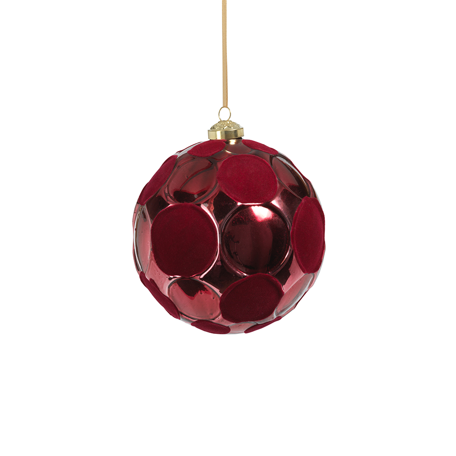 Circular Pattern Glass Ball Ornaments - Burgundy