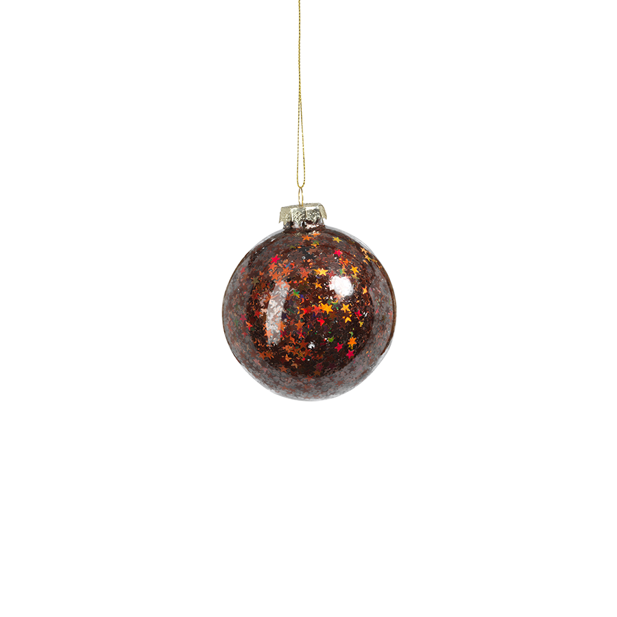 Sequin Glass Ornament - Burgundy