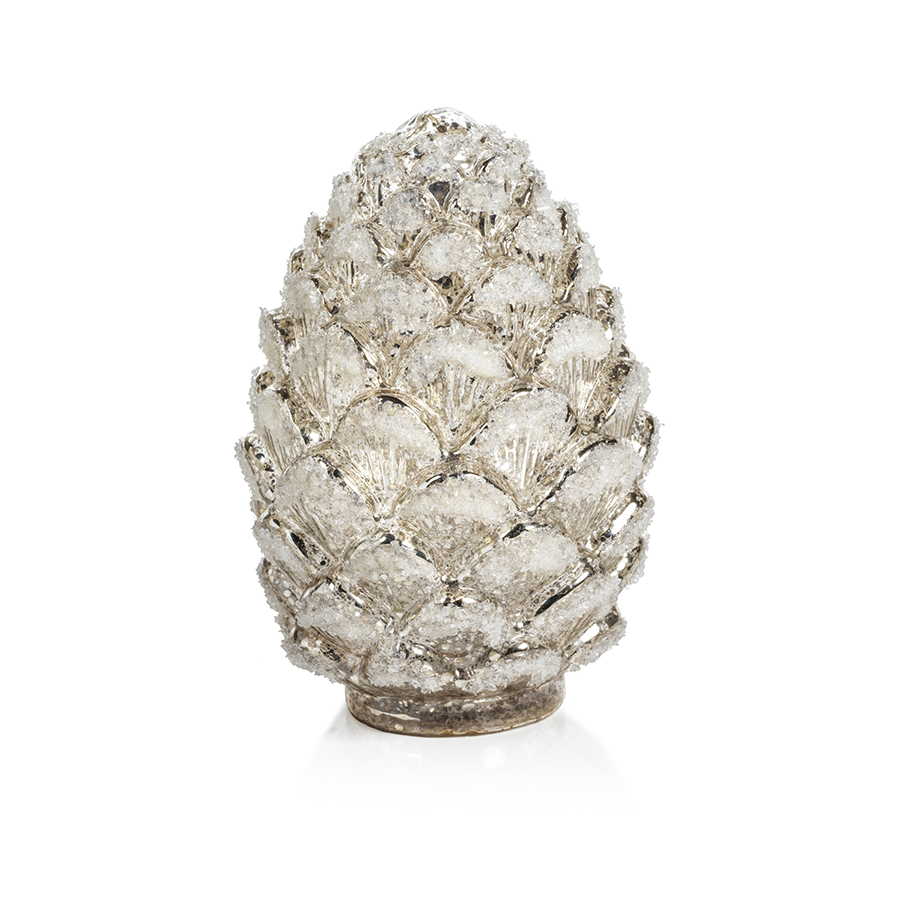 LED Silver and Glitter Pine Cone