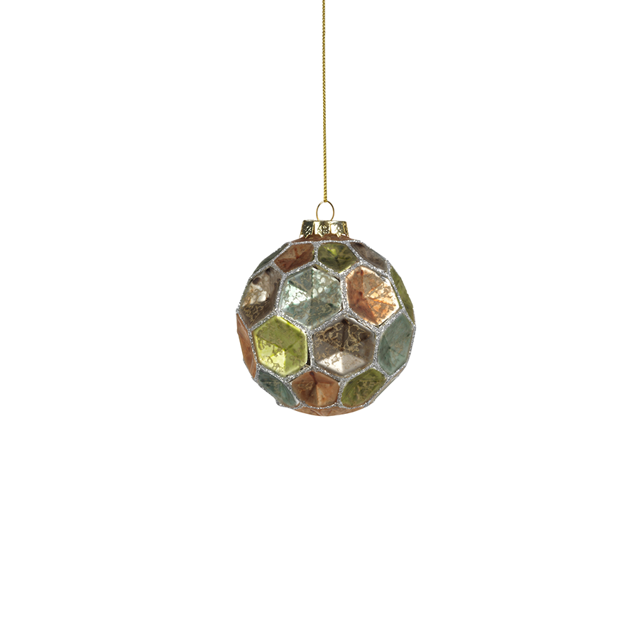 Dimpled Multicolored Ball Ornament - Silver w/Pastel Tones