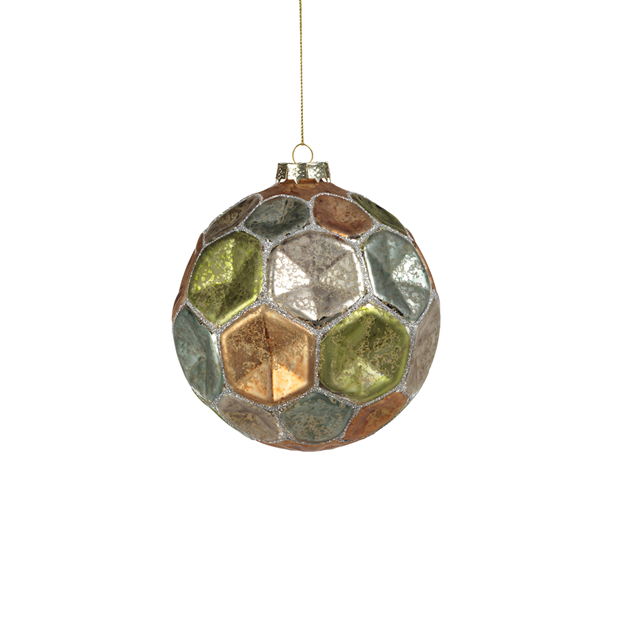 Dimpled Multicolored Ball Ornament - Silver w/Pastel Tones