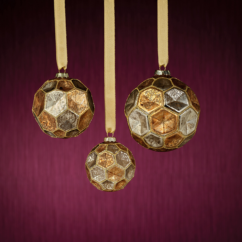 Dimpled Multicolored Ball Ornament - Gold w/Earth Tones - Ornaments by Carlyle Avenue